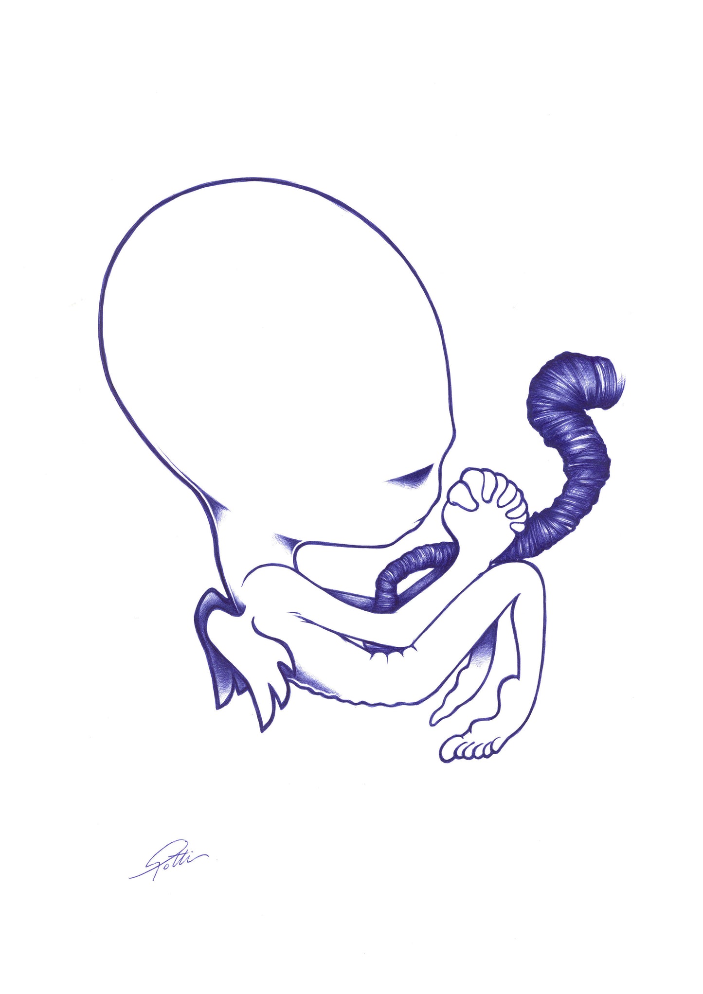 White with Blue ball pen